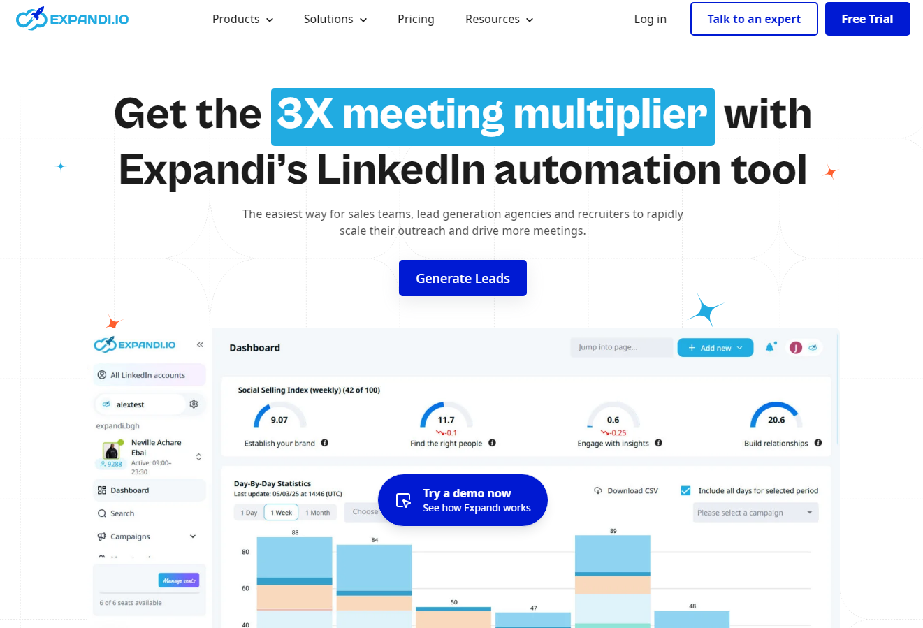 Expandi smart sequences dashboard and campaign analytics